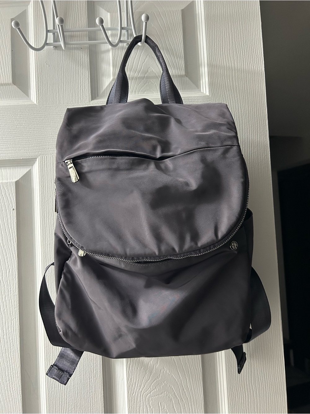 House of Harlow 1960 Gray Nylon Backpack with Silver Hardware
